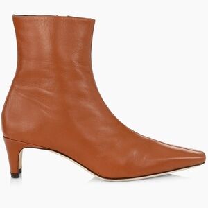 Staud Wally Leather Ankle Boots Tan Cognac Sz 38